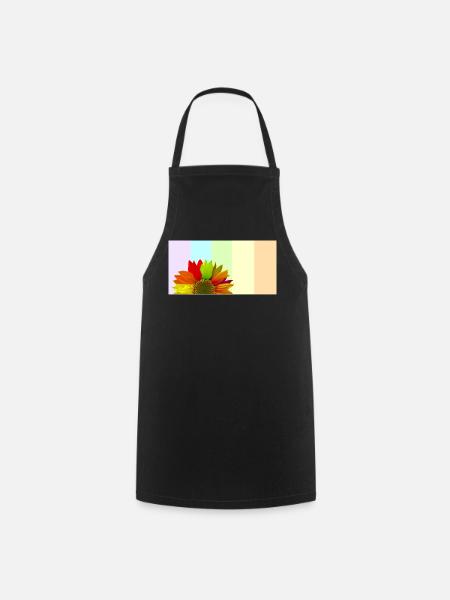 Bunte Regenbogen-Sonnenblume – Pastellstreifen-Aesthet - Kochschürze - Schwarz