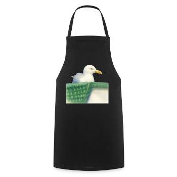Mouette de la mer du Nord Oiseau Wadden. - Tablier de cuisine - noir - Devant - AI Model Male 185 dark (185cm)