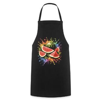 Pastèque Multicolore Splash Art - Tablier de cuisine - noir - Devant - AI Model Male 185 dark (185cm)