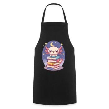 Axolotl Reading Bookworm Book Bookworm Bookworm - Cooking Apron - black - Front - AI Model Male 185 dark (185cm)