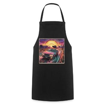 Retro Synthwave Desert Ride - Cooking Apron - black - Front - AI Model Male 185 dark (185cm)