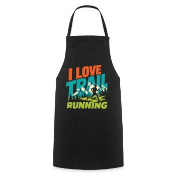 I Love Trail Running - Cooking Apron - black - Front - AI Model Male 185 dark (185cm)