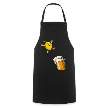 Bière Radler Citron drôle et verre à bière - Tablier de cuisine - noir - Devant - AI Model Male 185 dark (185cm)