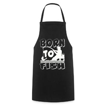 Born to Fish Silhouette - Cooking Apron - black - Front - AI Model Male 185 dark (185cm)
