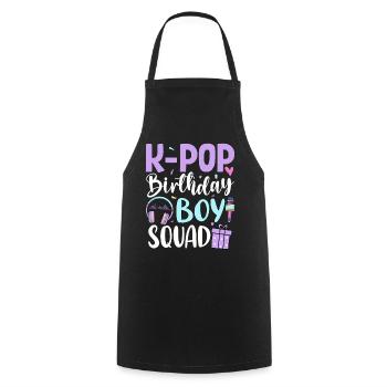 K Pop Birthday Boy Squad - Cooking Apron - black - Front - AI Model Male 185 dark (185cm)