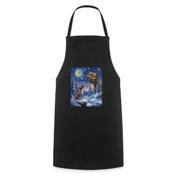 Howling to the Moon Dog Staffordshire Terrier - Cooking Apron - black - Front - AI Model Male 185 dark (185cm)