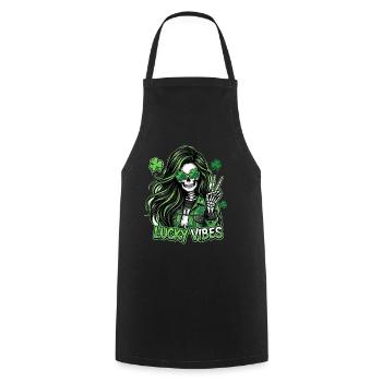 Lucky Vibes Skelett mit Grünem Look - Kochschürze - Schwarz - Vorne - AI Model Male 185 dark (185cm)