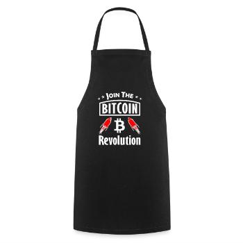 La révolution Bitcoin Rockets - Tablier de cuisine - noir - Devant - AI Model Male 185 dark (185cm)