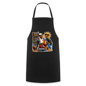I Love Baltic Seagull Beach Bar Party Shirt - Cooking Apron - black - Front - AI Model Male 185 dark (185cm)