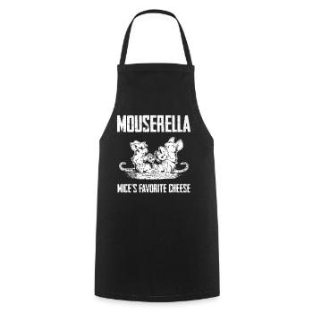 Mouserella – the favorite cheese of mice - Cooking Apron - black - Front - AI Model Male 185 dark (185cm)