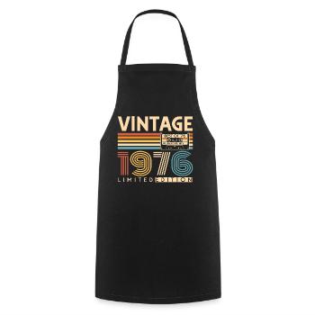 50 ans 50 ans 1976 Vintage Né - Tablier de cuisine - noir - Devant - AI Model Male 185 dark (185cm)