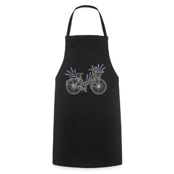 Fleurs de vélo lavande vintage - Tablier de cuisine - noir - Devant - AI Model Male 185 dark (185cm)