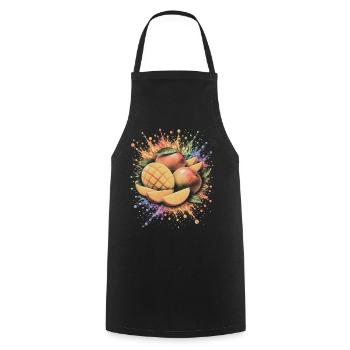 Mehrfarbige tropische Mango-Spritzkunst - Kochschürze - Schwarz - Vorne - AI Model Male 185 dark (185cm)