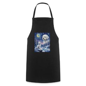 Hurlant à la Lune Mème Chien Bichon Frisé - Tablier de cuisine - noir - Devant - AI Model Male 185 dark (185cm)