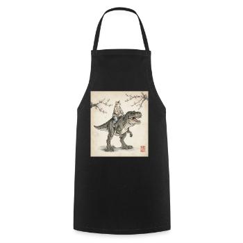 Katze mit Dino Kirschblüten Japan japanische Kunst - Kochschürze - Schwarz - Vorne - AI Model Male 185 dark (185cm)