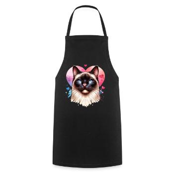 Siamese cat - Cooking Apron - black - Front - AI Model Male 185 dark (185cm)