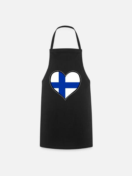 Finnland Herzflagge - Kochschürze - Schwarz