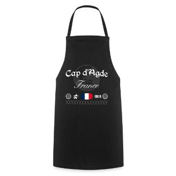 Cap d’Agde Frankreich Streetwear Reise Souvenir - Kochschürze - Schwarz - Vorne - AI Model Male 185 dark (185cm)