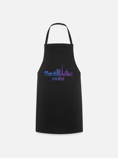 Paris Skyline Skizze - Kochschürze - Schwarz