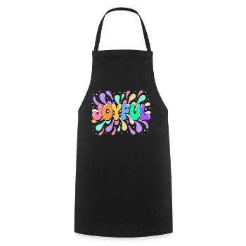 Lettrage Joyeux en éclats colorés - Tablier de cuisine - noir - Devant - AI Model Male 185 dark (185cm)