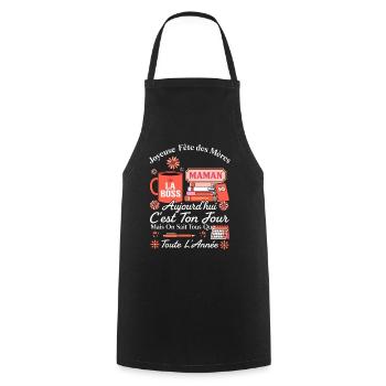 Maman Patronne Fête des Mères Cadeau - Tablier de cuisine - noir - Devant - AI Model Male 185 dark (185cm)