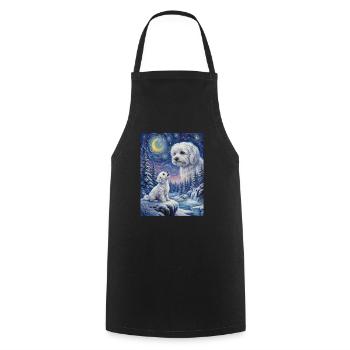 Howling to the Moon Meme Dog Maltese - Cooking Apron - black - Front - AI Model Male 185 dark (185cm)