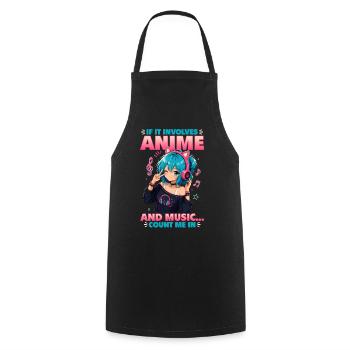 Anime et musique Chibi - Tablier de cuisine - noir - Devant - AI Model Male 185 dark (185cm)