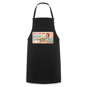 Eat the Rich – Satire rétro - Tablier de cuisine - noir - Devant - AI Model Male 185 dark (185cm)