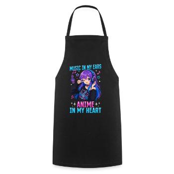 Anime et musique Chibi - Tablier de cuisine - noir - Devant - AI Model Male 185 dark (185cm)