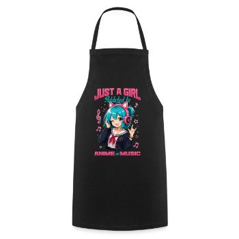 Anime et musique Chibi - Tablier de cuisine - noir - Devant - AI Model Male 185 dark (185cm)