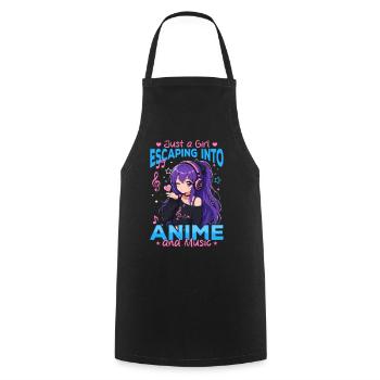 Anime et musique Chibi - Tablier de cuisine - noir - Devant - AI Model Male 185 dark (185cm)