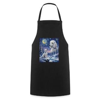 Howling to the Moon Meme Dog Poodle - Cooking Apron - black - Front - AI Model Male 185 dark (185cm)