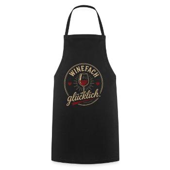Weinglas Glücklich Vintage Emblem - Kochschürze - Schwarz - Vorne - AI Model Male 185 dark (185cm)