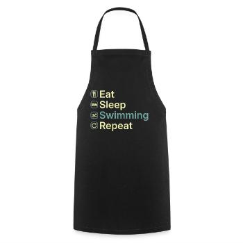 Mange, Dors, Nager, Répète, Drôle de Cadeau de Nageur - Tablier de cuisine - noir - Devant - AI Model Male 185 dark (185cm)