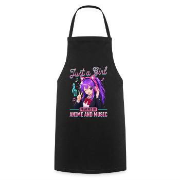 Anime and Music Chibi - Cooking Apron - black - Front - AI Model Male 185 dark (185cm)