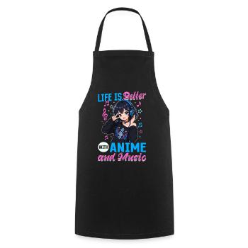 Anime et musique Chibi - Tablier de cuisine - noir - Devant - AI Model Male 185 dark (185cm)