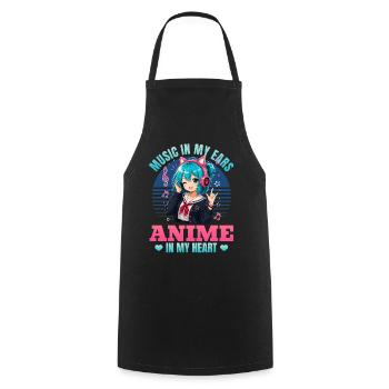 Anime and Music Chibi - Kochschürze - Schwarz - Vorne - AI Model Male 185 dark (185cm)
