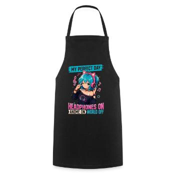 Anime and Music Chibi - Cooking Apron - black - Front - AI Model Male 185 dark (185cm)