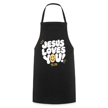 Jesus Loves You No Cap - Kochschürze - Schwarz - Vorne - AI Model Male 185 dark (185cm)