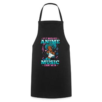 Anime and Music Chibi Black Girl - Cooking Apron - black - Front - AI Model Male 185 dark (185cm)