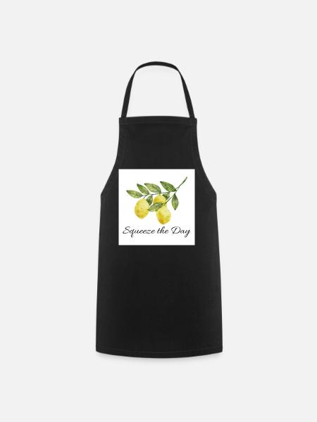 Squeeze the Day Lemon Botanical Design - Kochschürze - Schwarz