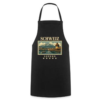 Schweiz Luzern Vintage Reisemarke - Kochschürze - Schwarz - Vorne - AI Model Male 185 dark (185cm)