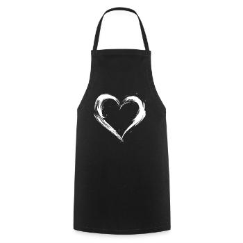 Heart - Cooking Apron - black - Front - AI Model Male 185 dark (185cm)