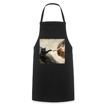 Chat gifle la main de Dieu Mème des chats drôles - Tablier de cuisine - noir - Devant - AI Model Male 185 dark (185cm)