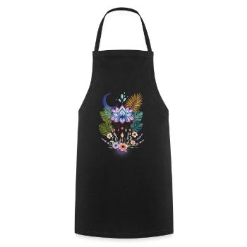 Spirituality Sacred Geometry Lotus Flower Zen - Cooking Apron - black - Front - AI Model Male 185 dark (185cm)