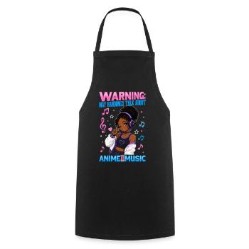 Anime and Music Chibi Black Girl - Cooking Apron - black - Front - AI Model Male 185 dark (185cm)