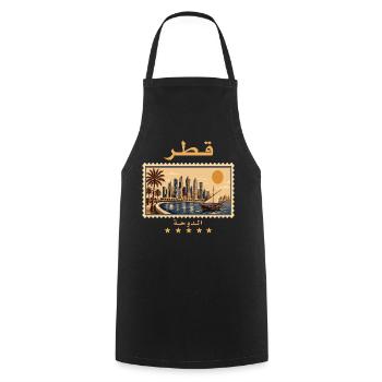 Katar Doha Vintage Reisemarke - Kochschürze - Schwarz - Vorne - AI Model Male 185 dark (185cm)