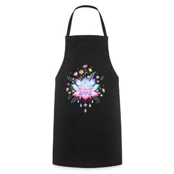 Spirituality Lotus Flower Yoga Meditation Zen - Cooking Apron - black - Front - AI Model Male 185 dark (185cm)