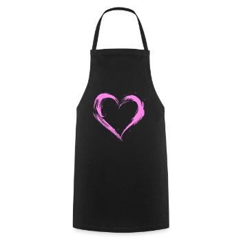 Cœur - Tablier de cuisine - noir - Devant - AI Model Male 185 dark (185cm)