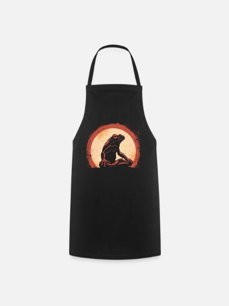 Namaste Yoga Frosch Meditation Retro - Kochschürze - Schwarz